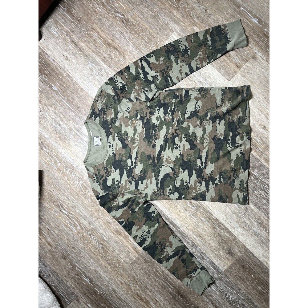 Volcom Camo Long Sleeve T Shirt Waffle knit Thermal Size Large